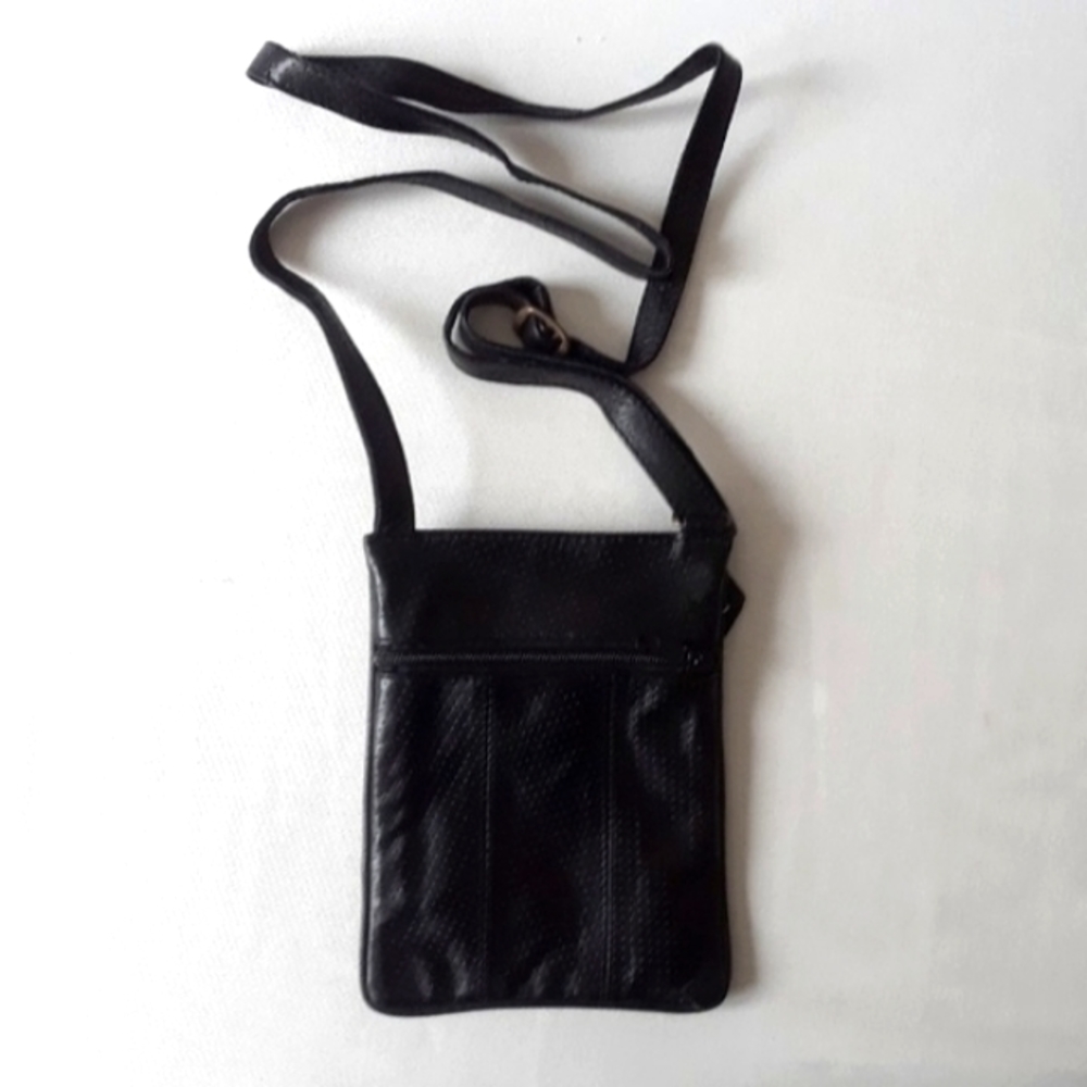 Moroccan Soft Leather Crossbody Bag. Black